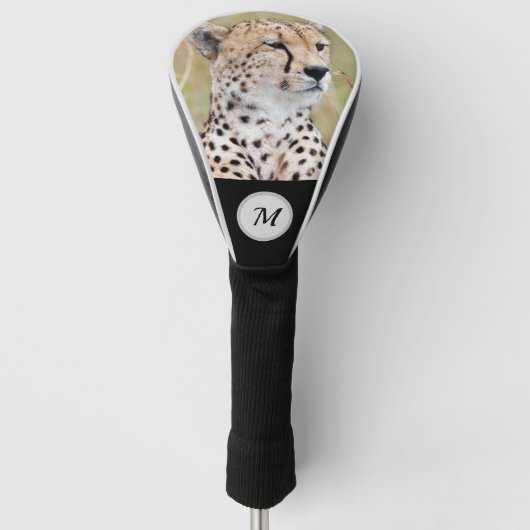 Couvre-club De Golf Monogram La faune de Cheetah personnalisée (Devant)