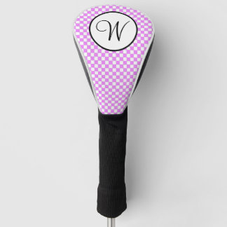 Couvre-club De Golf Monogramme à carreaux rose noir et blanc
