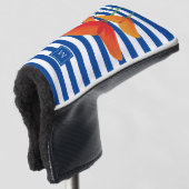 Couvre-club De Golf Monogramme à rayures bleu chic (Devant 3/4)