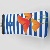 Couvre-club De Golf Monogramme à rayures bleu chic (Devant)