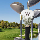 Couvre-club De Golf Monogramme Aquarelle Forêt verte rustique