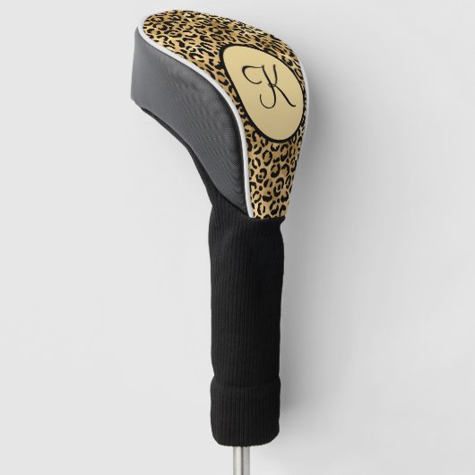 Couvre-club De Golf Monogramme Black Gold Empreinte de léopard Cheetah (Incliné)