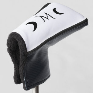 Couvre-club De Golf Monogramme blanc et noir des lunes de croissant mo