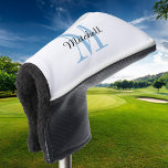 Couvre-club De Golf Monogramme bleu initial et nom personnalisé<br><div class="desc">Housse de tête de golf imprimée sur mesure personnalisée avec votre nom et monogramme initial ou autre texte personnalisé. Utilisez les outils de conception pour choisir n'importe quelle couleur arrière - plan, modifier les polices et les couleurs ou télécharger vos propres photos pour créer un cadeau unique d'une nature pour...</div>