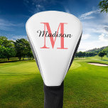 Couvre-club De Golf Monogramme corail initial et nom personnalisé<br><div class="desc">Housse de tête de golf imprimée sur mesure personnalisée avec votre nom et monogramme initial ou autre texte personnalisé. Utilisez les outils de conception pour choisir n'importe quelle couleur arrière - plan, modifier les polices et les couleurs ou télécharger vos propres photos pour créer un cadeau unique d'une nature pour...</div>