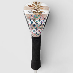 Couvre-club De Golf Monogramme d'ananas floral