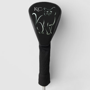 Couvre-club De Golf Monogramme de chat tout blanc