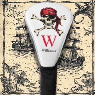 Couvre-club De Golf Monogramme de crâne de pirate