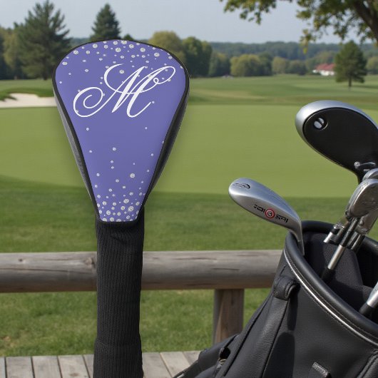 Couvre-club De Golf Monogramme de diamants violets personnalisés