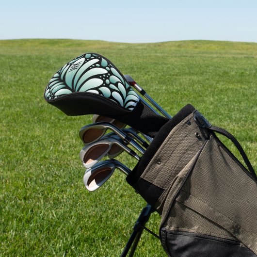 Couvre-club De Golf Monogramme de fleurs vertes (In Situ)