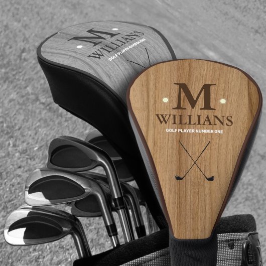 Couvre-club De Golf Monogramme de Golfeur sur mesure sur Faux Wood