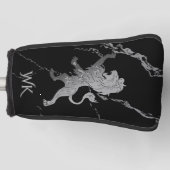 Couvre-club De Golf Monogramme de lion royal d'argent (Devant)