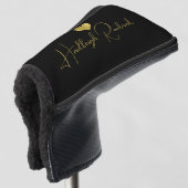 Couvre-club De Golf Monogramme de nom de script manuscrit moderne noir (Devant 3/4)