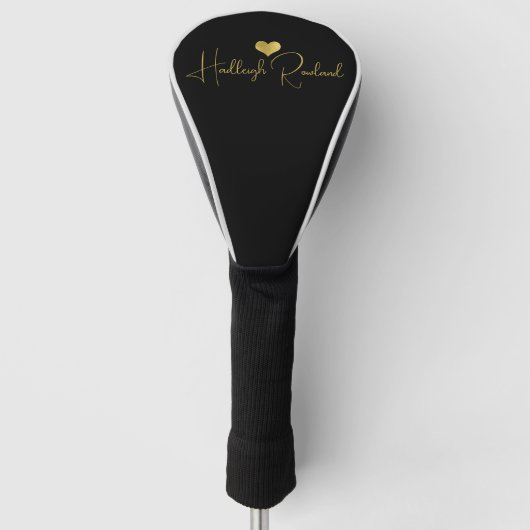 Couvre-club De Golf Monogramme de nom de script manuscrit moderne noir (Devant)