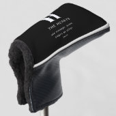 Couvre-club De Golf Monogramme de nom et message moderne éditable | No (Devant 3/4)