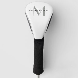 Couvre-club De Golf Monogramme de nom gris-noir des dames personnalis