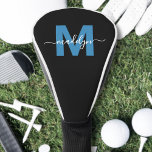 Couvre-club De Golf Monogramme de nom initial bleu personnalisé<br><div class="desc">Personnalisé Créez Votre Propre Nom Initial Personnalisé Monogram Golf Head Cover. Cette couverture chic et élégante de tête de golf apporte de l'élégance au vert avec un design monogramme unique, avec une initiale bleue audacieuse associée à un nom de script blanc fluide pour un look magnifiquement personnalisé. Parfait pour les...</div>