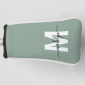 Couvre-club De Golf Monogramme de nom initial vert personnalisé (Devant)