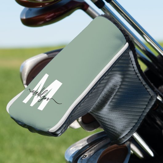 Couvre-club De Golf Monogramme de nom initial vert personnalisé