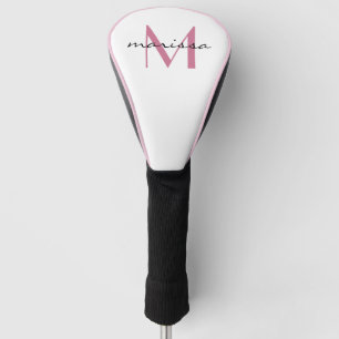 Couvre-club De Golf Monogramme de nom rose des dames personnalisées
