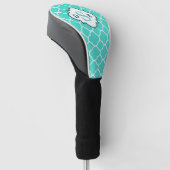 Couvre-club De Golf Monogramme de Quatrefoil blanc turquoise (Incliné)