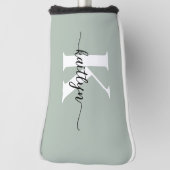 Couvre-club De Golf Monogramme de script vert Sage (Tourné à 90°)