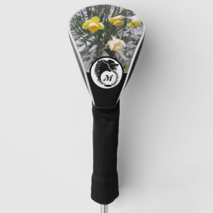 Couvre-club De Golf Monogramme de silhouette du loup noir tribal avec