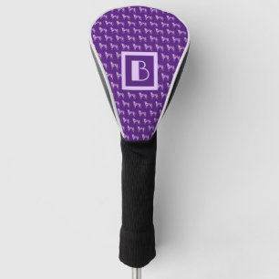 Couvre-club De Golf Monogramme de silhouette violette mignonne de chie