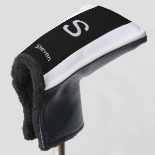 Couvre-club De Golf Monogramme deux tons moderne noir et blanc