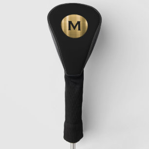 Couvre-club De Golf Monogramme d'or brossé noir moderne