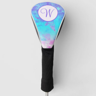 Couvre-club De Golf Monogramme éclaboussure de peinture rose bleu viol