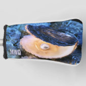 Couvre-club De Golf Monogramme élégant d'huîtres Blue Pearl (Devant)