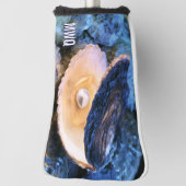 Couvre-club De Golf Monogramme élégant d'huîtres Blue Pearl (Tourné à 90°)