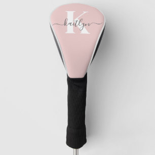 Couvre-club De Golf Monogramme élégant rose poudré gris