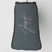 Couvre-club De Golf Monogramme et nom du script Gris Neutre (Tourné à 90°)