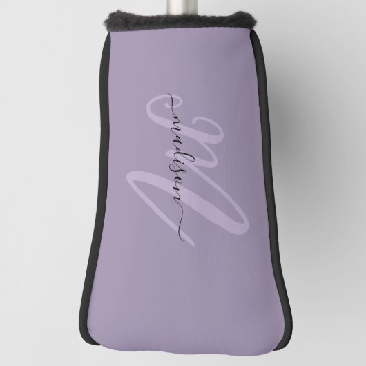 Couvre-club De Golf Monogramme et nom du script Purple Bold (Tourné à 90°)