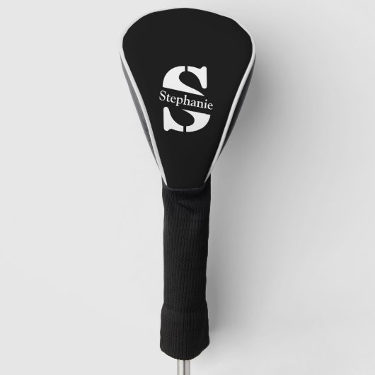 Couvre-club De Golf Monogramme et nom professionnel simple classique (Devant)