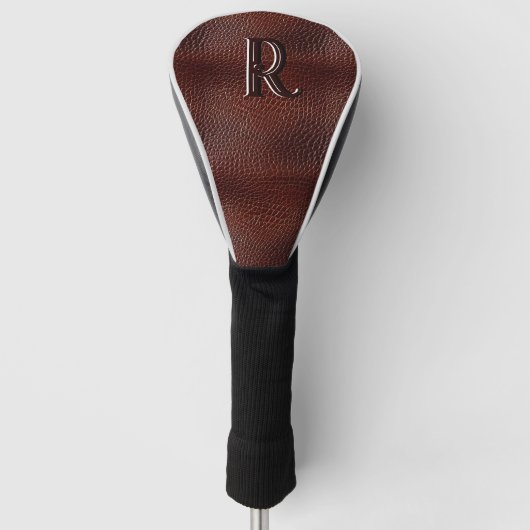 Couvre-club De Golf Monogramme Faux Cuir Brown Embossé (Devant)
