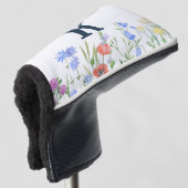 Couvre-club De Golf Monogramme Fleur sauvage aquarelle (Devant 3/4)