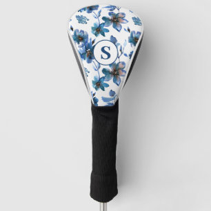 Couvre-club De Golf Monogramme floral bleu