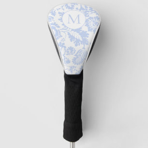 Couvre-club De Golf Monogramme floral bleu élégant