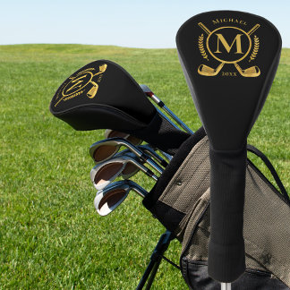 Couvre-club De Golf Monogramme Gold de luxe sur le club de golf noir c