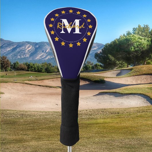 Couvre-club De Golf Monogramme Gold Stars