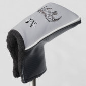Couvre-club De Golf Monogramme Graphique mignon Eléphant Noir personna (Devant 3/4)