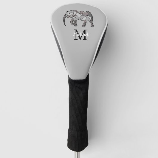 Couvre-club De Golf Monogramme Graphique mignon Eléphant Noir personna (Devant)