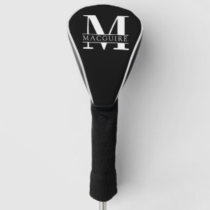 Couvre-club De Golf Monogramme gras minimal   Nom noir