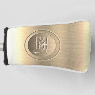 Couvre-club De Golf Monogramme Gravé en Acier Or Métallisé