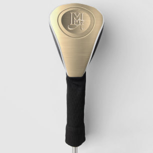 Couvre-club De Golf Monogramme Gravé en Acier Or Métallisé
