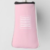 Couvre-club De Golf Monogramme initial | Blanc sur rose clair (Tourné à 90°)