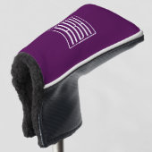 Couvre-club De Golf Monogramme initial | Blanc Sur Violet Profond (Devant 3/4)
